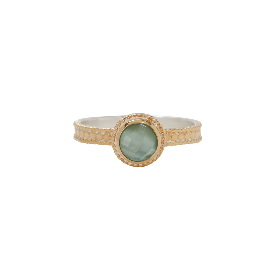 Green Quartz Stone Stacking Ring