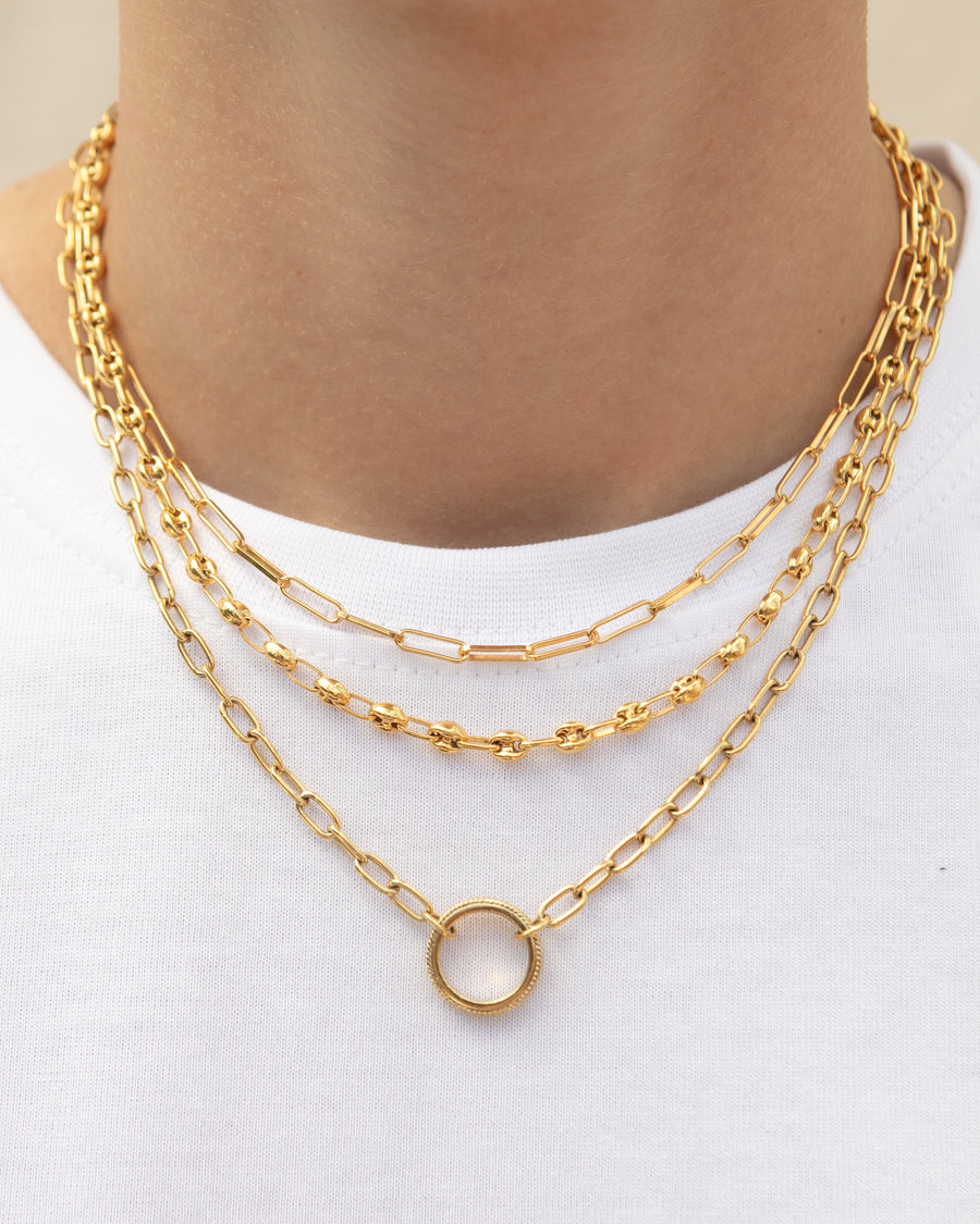 Elongated Box Chain Necklace, Gold