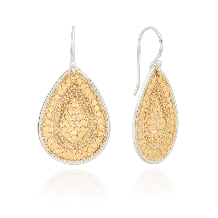 Contrast Dotted Teardrop Earrings - Gold