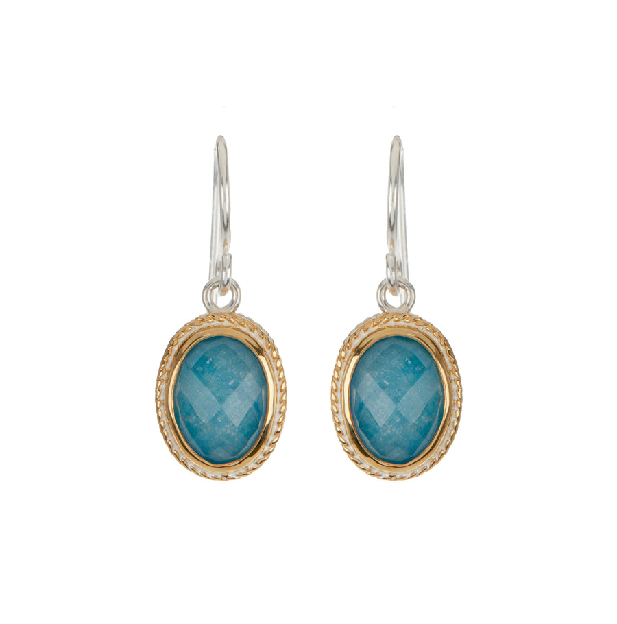 Blue Quartz Oval Drop Earrings