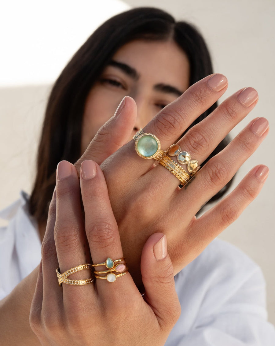 Green Quartz Cocktail Ring - Gold