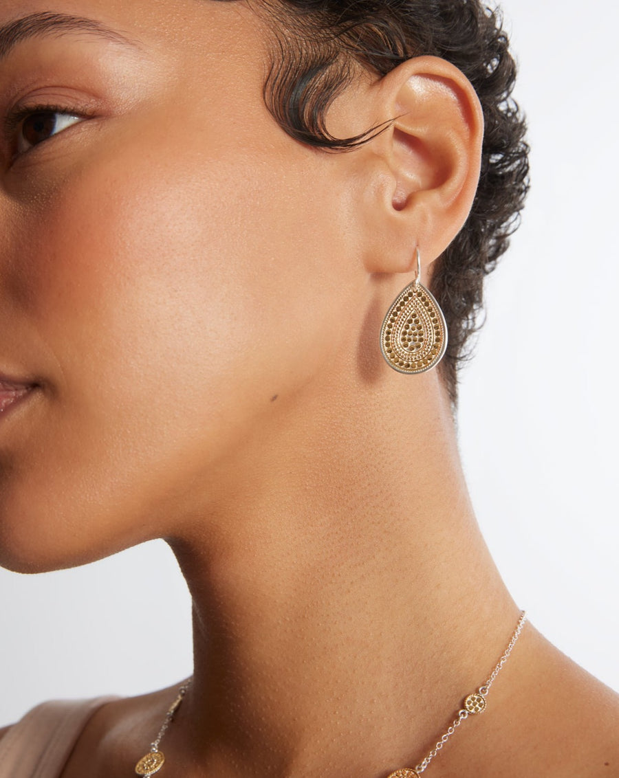 Contrast Dotted Teardrop Earrings - Gold