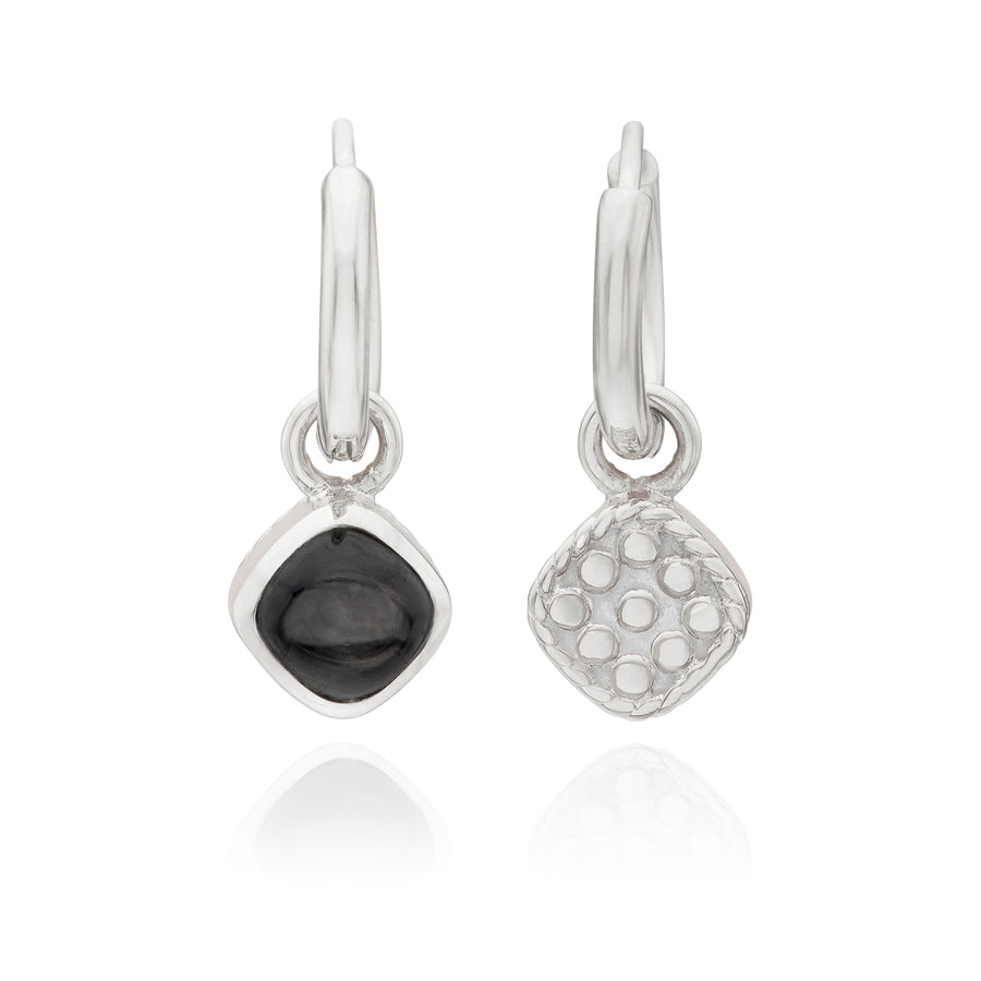 Hypersthene Cushion Charm Earrings - Silver