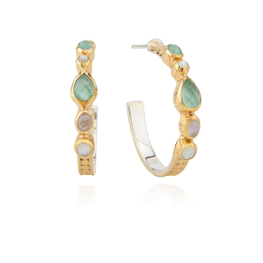 Guava and Green Amethyst Hoop Earrings