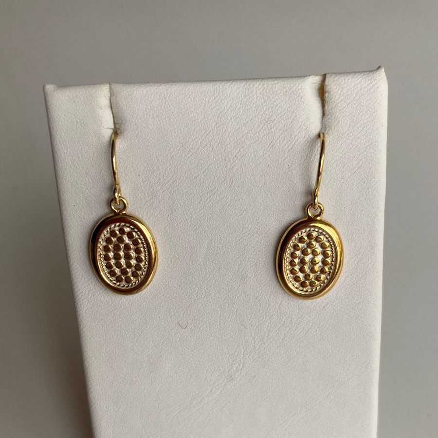 Medium Gold Dotted Oval Drop Earrings