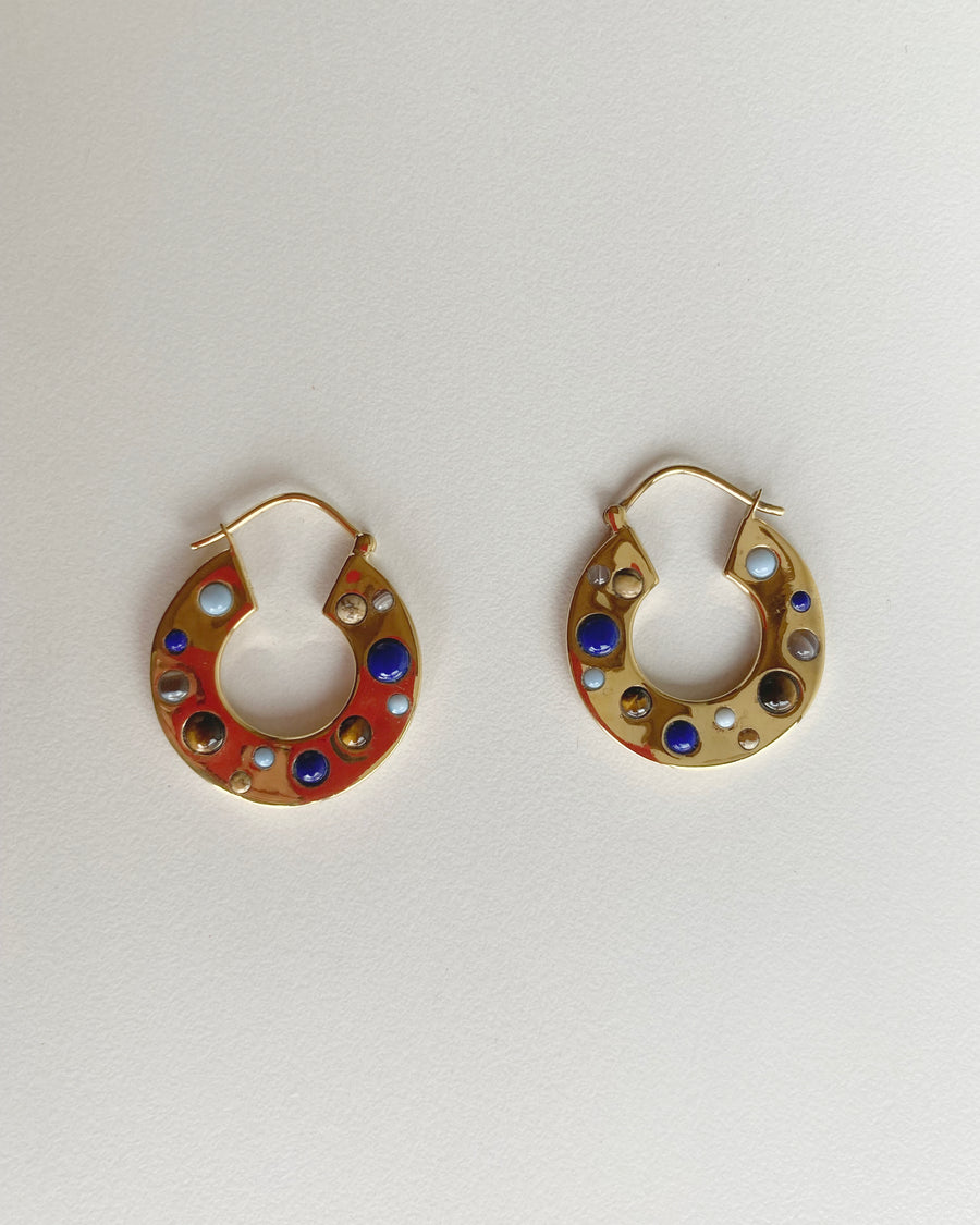 Medium Multi-Stone Hoop Earrings