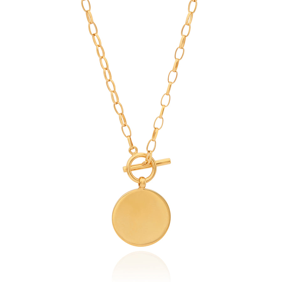 Contrast Dotted Circle Toggle Necklace - Gold