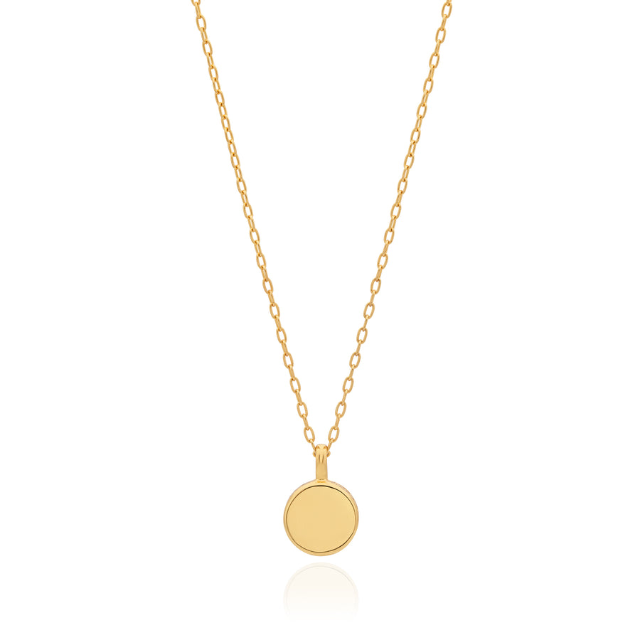 Dumortierite Round Pendant Necklace - Gold