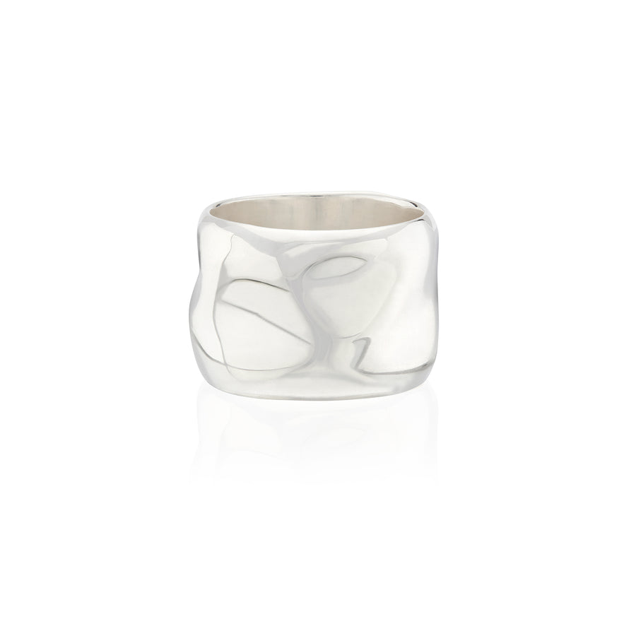 Large Wavy Band Ring - Silver