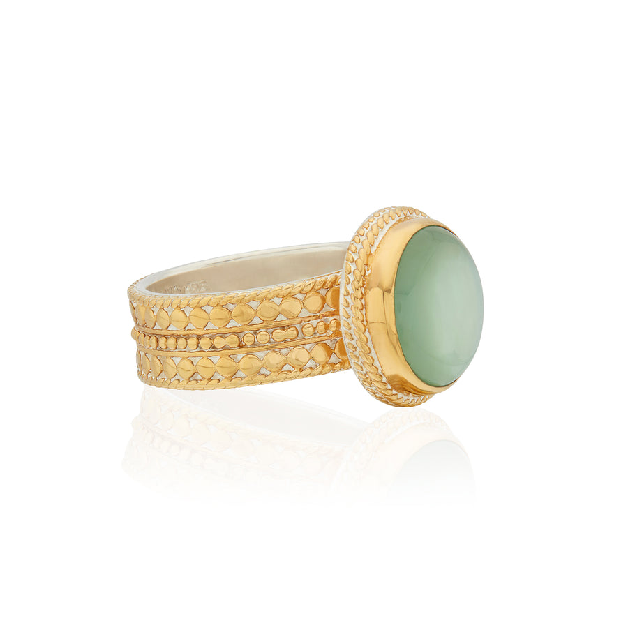 Green Quartz Cocktail Ring - Gold