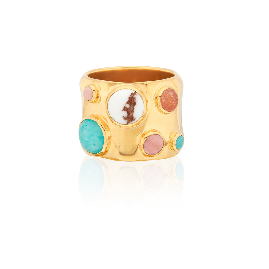 Wavy Multi-Stone Ring - Gold