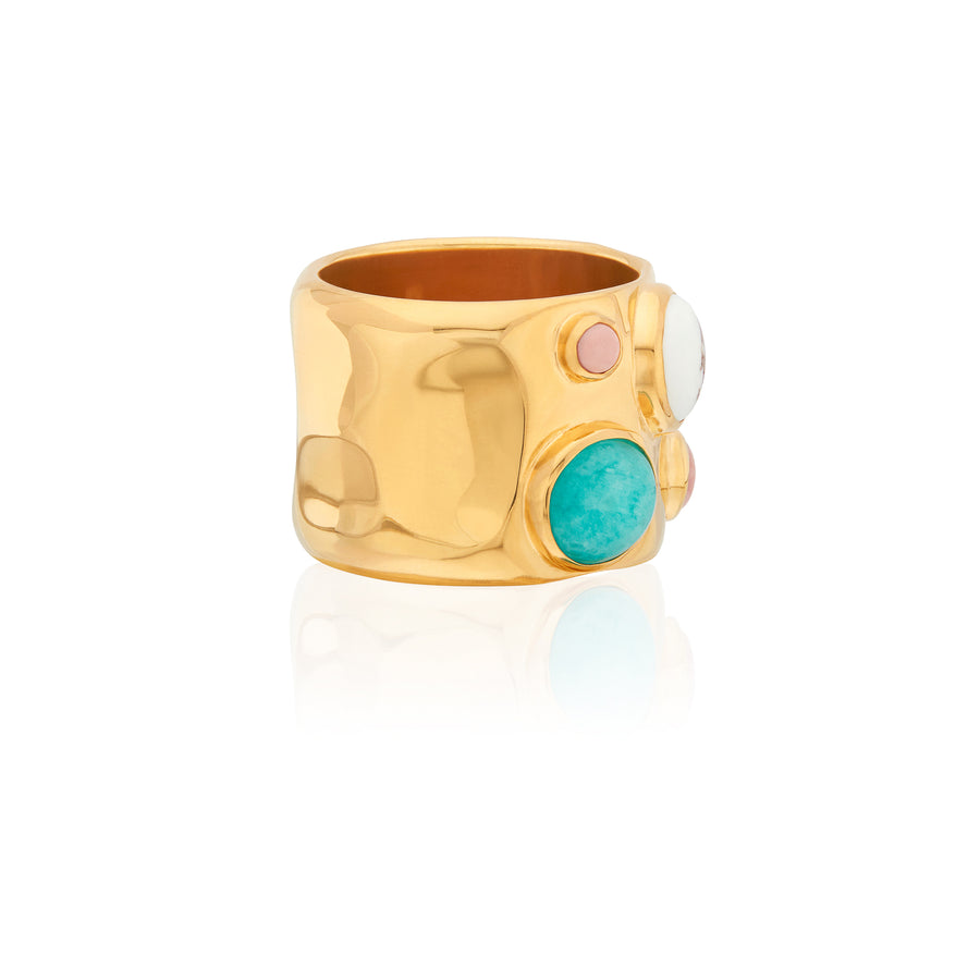 Wavy Multi-Stone Ring - Gold