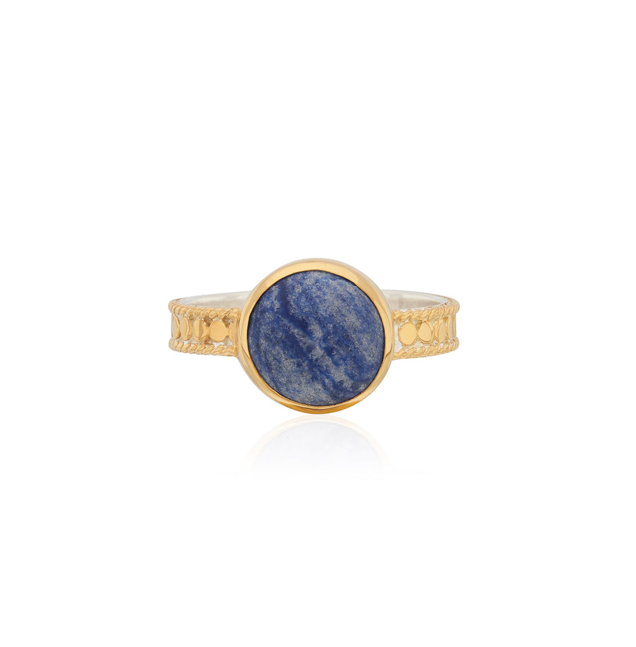 Medium Dumortierite Stacking Ring - Gold