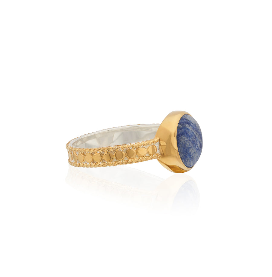 Medium Dumortierite Stacking Ring - Gold