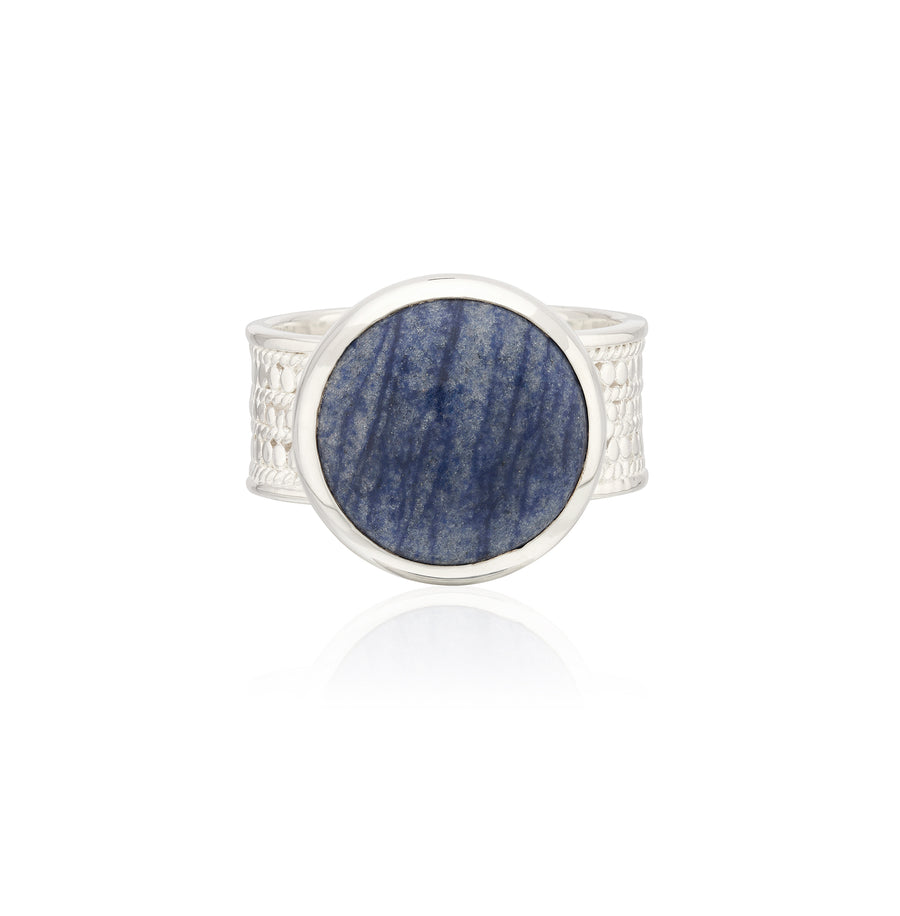 Large Dumortierite Cocktail Ring - Silver