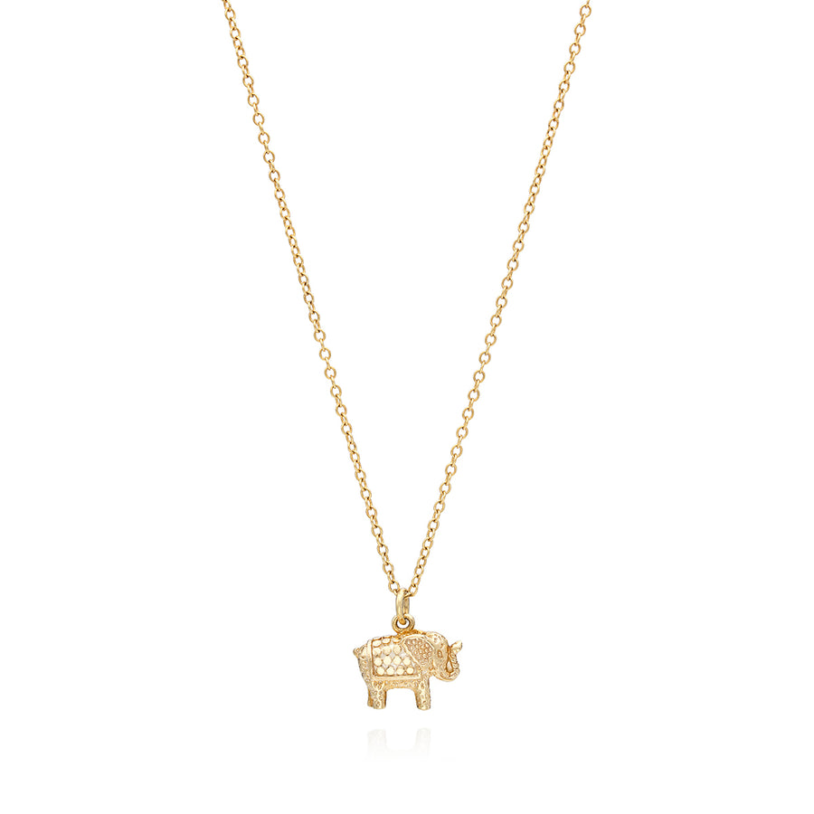 Small Elephant Charm Necklace - Gold