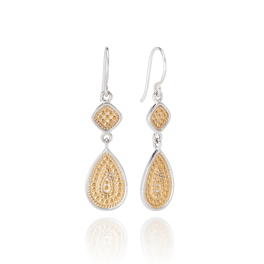 Signature Beaded Double Drop Earrings - Gold