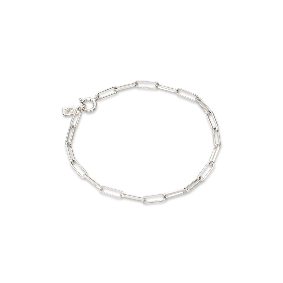 Elongated Box Chain Bracelet, Silver