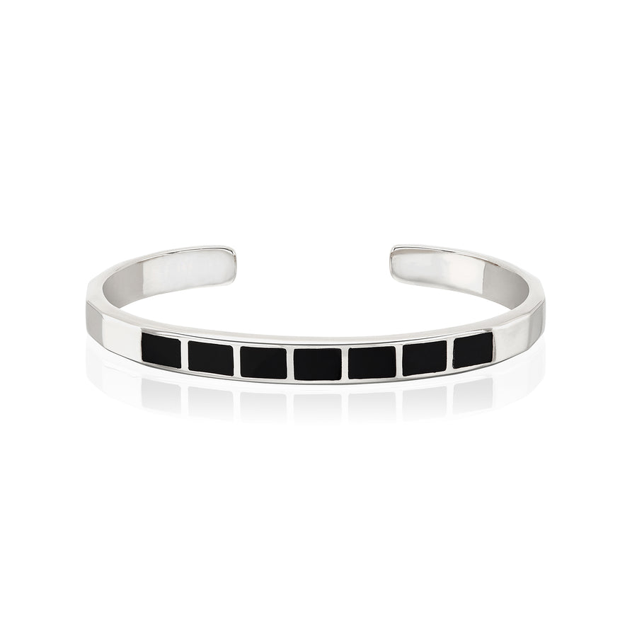 Black Onyx Inlay Cuff - Silver