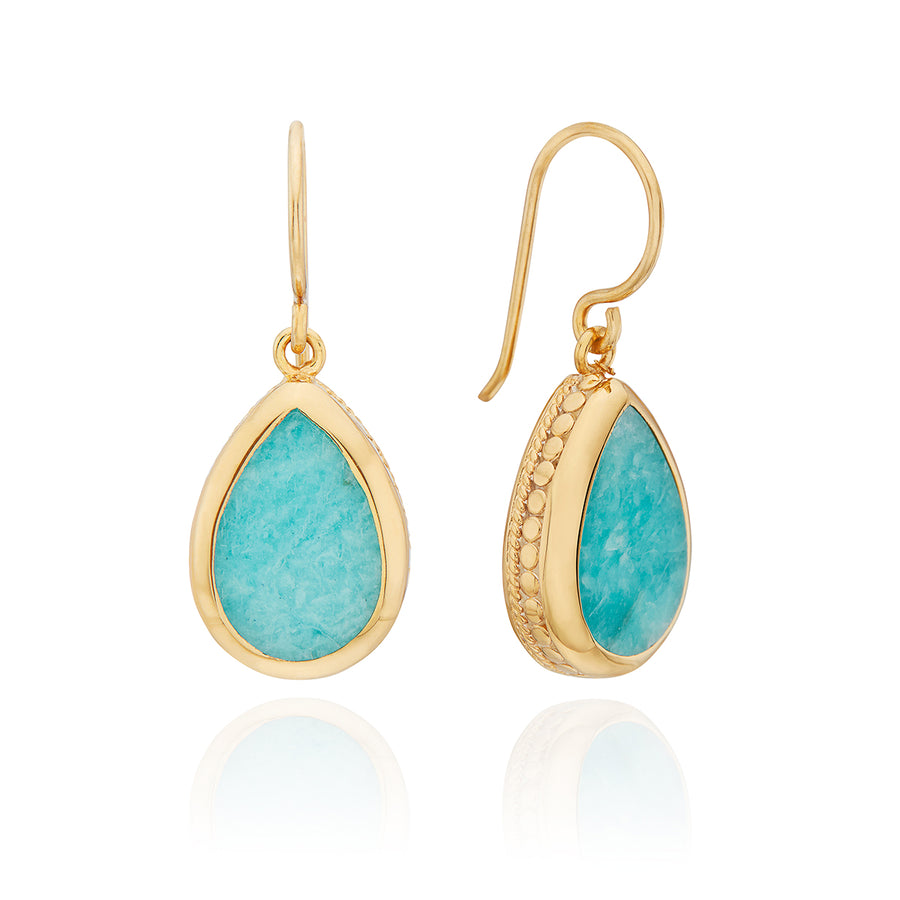 Amazonite Drop Earrings - Gold