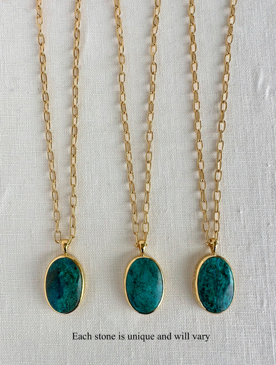 Malachite Chrysocolla Triple Drop Earrings - Silver