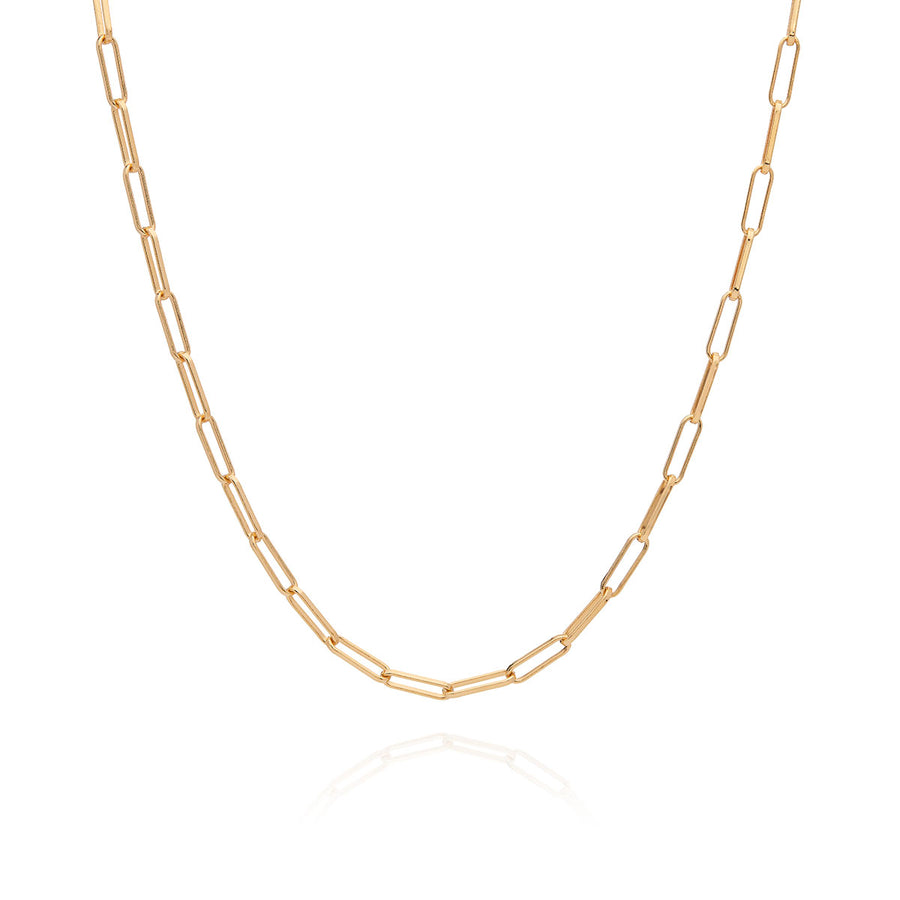 Elongated Box Chain Necklace, Gold