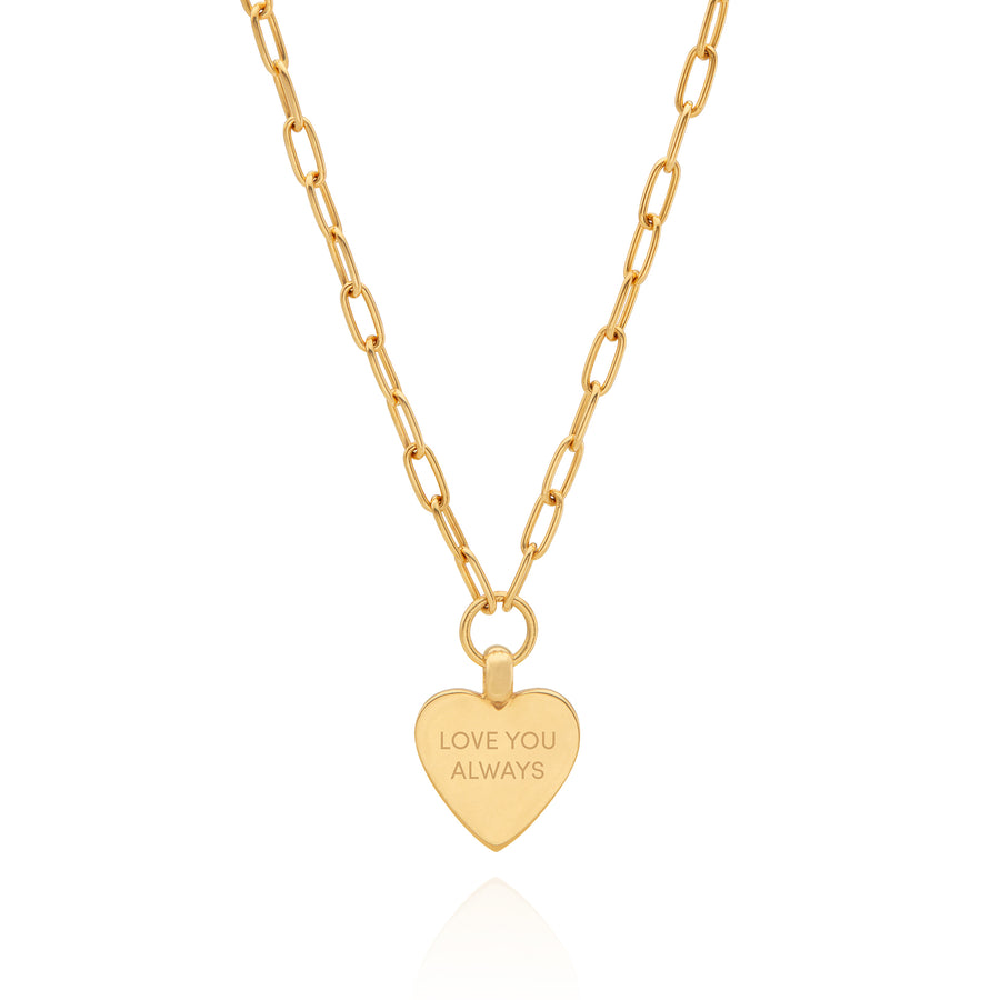 Medium Heart Engravable Necklace - Gold