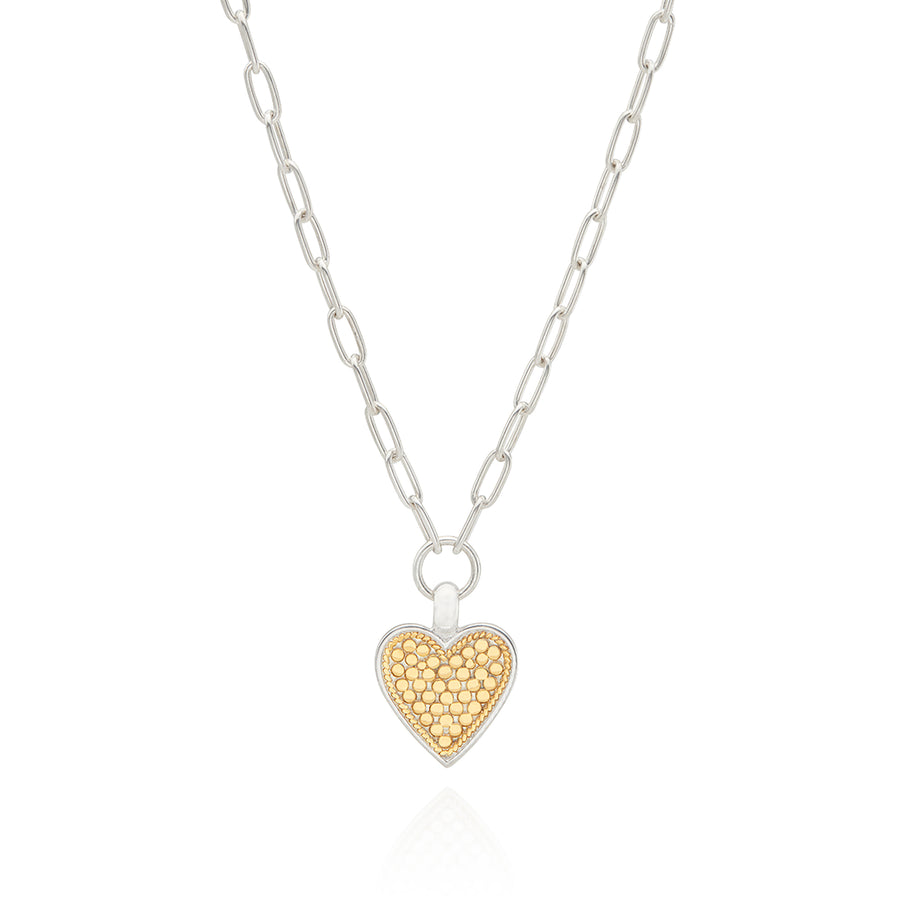 Medium Heart Engravable Necklace - Gold & Silver