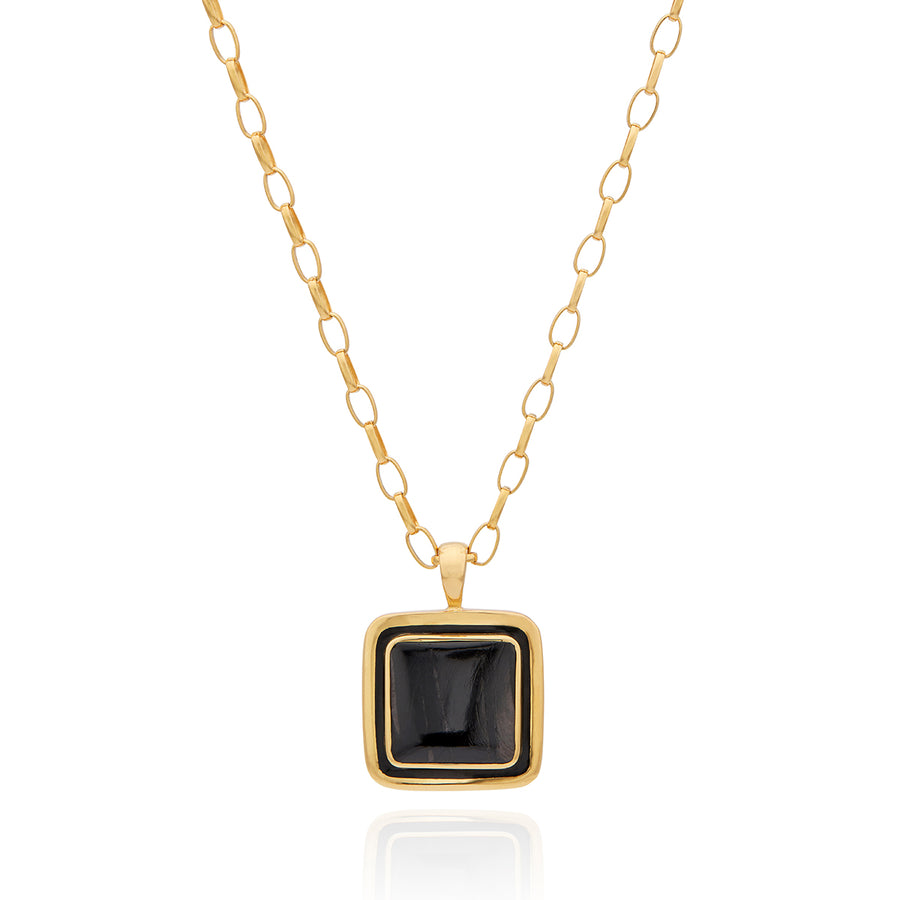 Hypersthene Square Pendant Necklace