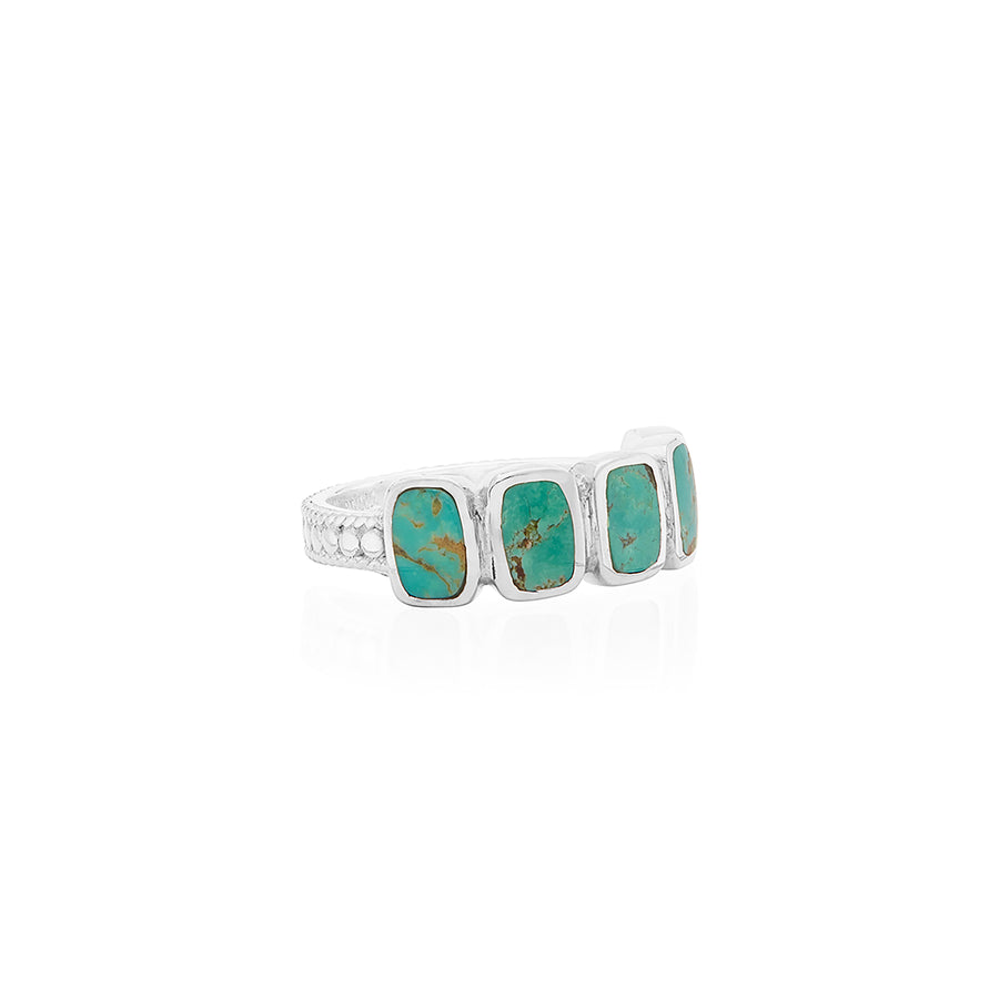 Turquoise Multi-Cushion Ring - Silver