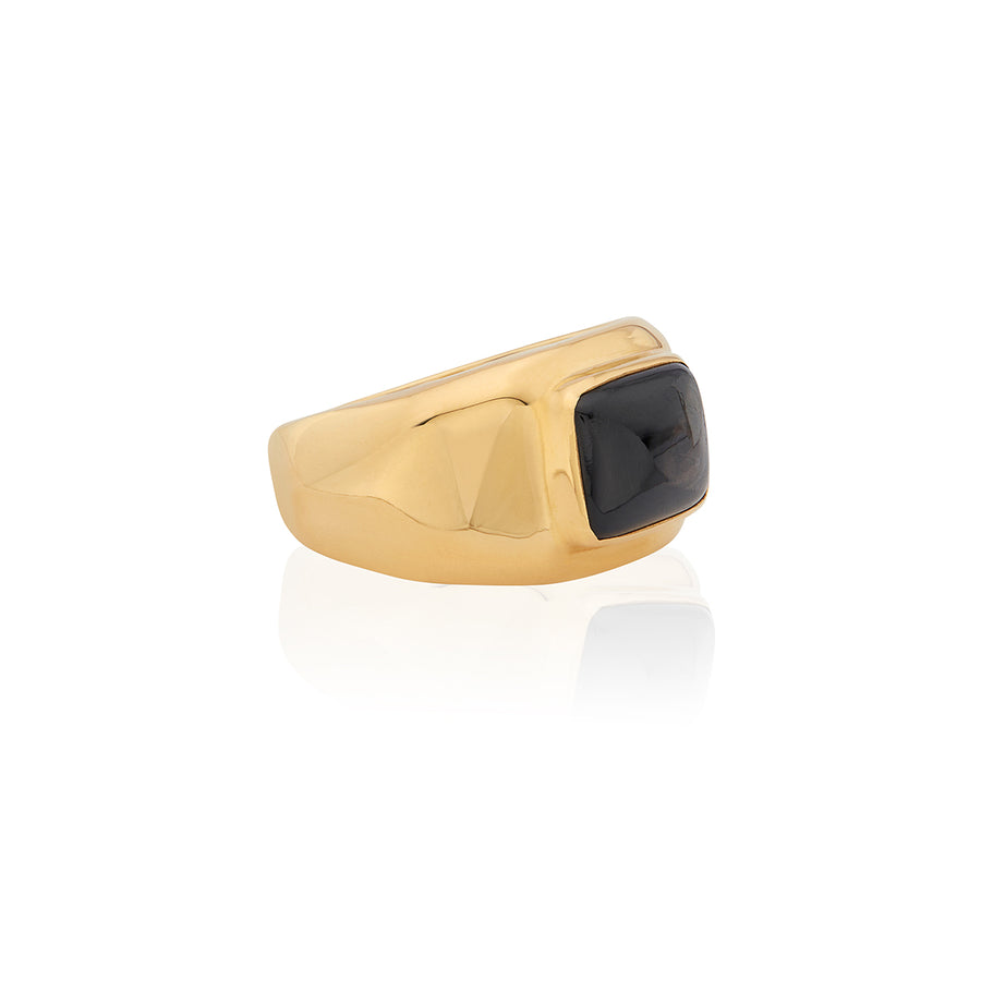 Hypersthene Wavy Signet Ring