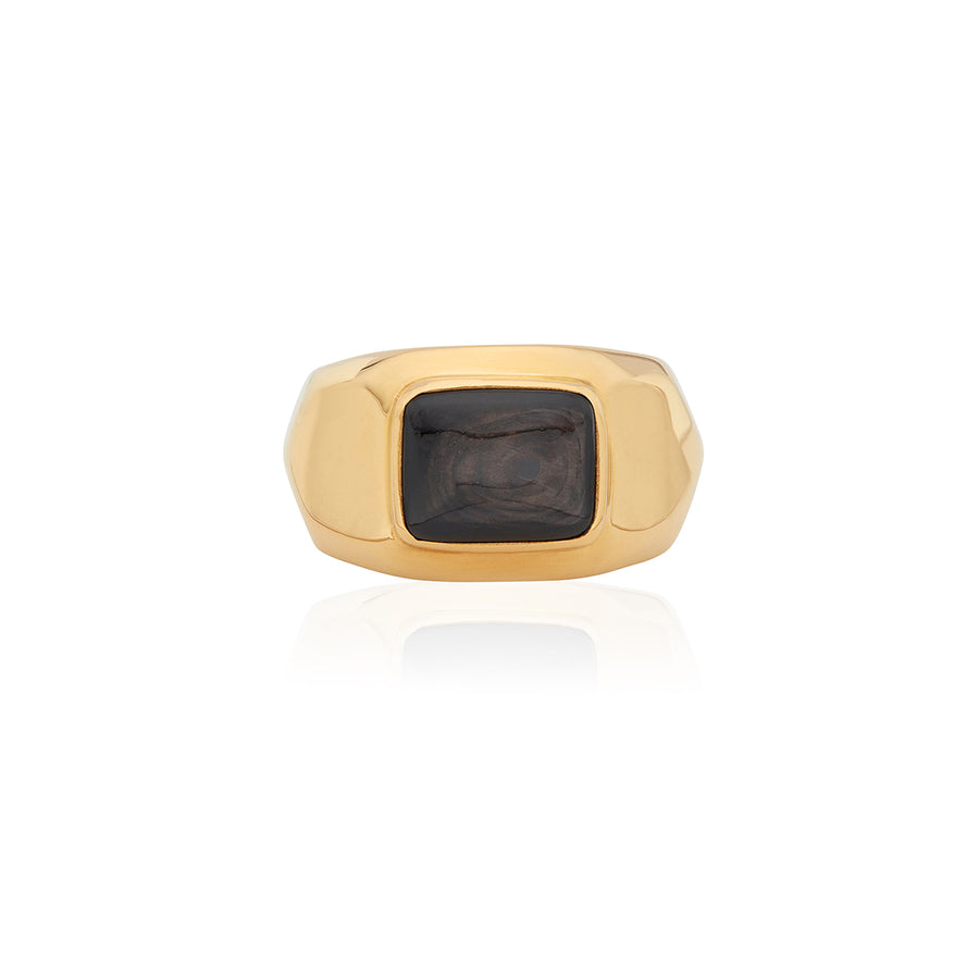 Hypersthene Wavy Signet Ring